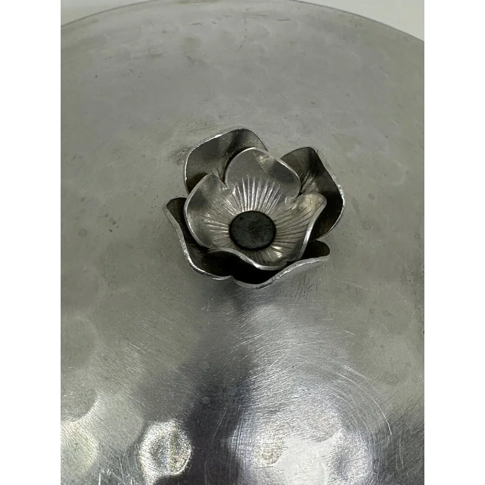 VTG Hammered Aluminum Casserole Server w/ Pyrex Liner & Lid | MCM Food Warmer‎